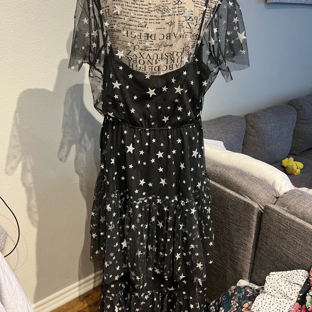 Starry Black Sheer Dress - Picture 2 of 6